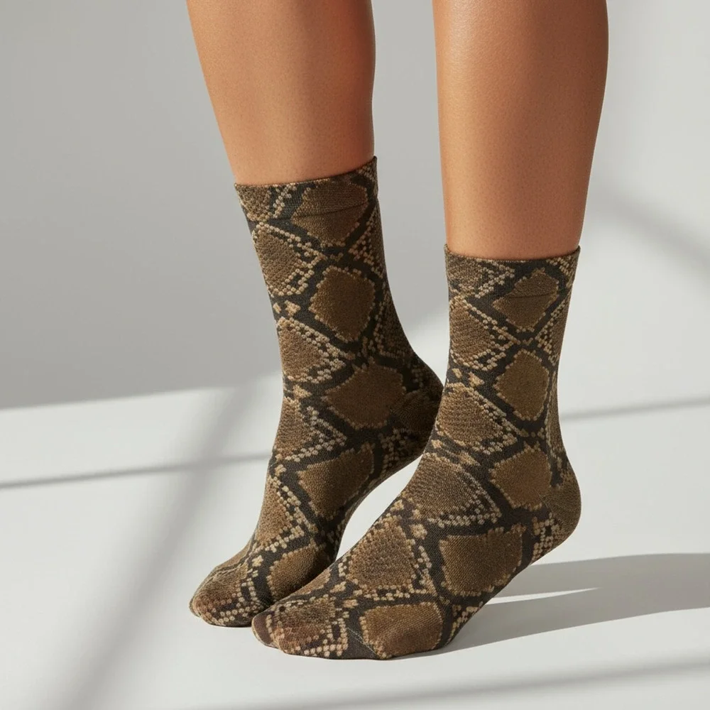 Snake Print Mesh Stocking Socks